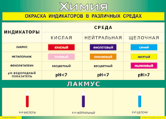 Таблица "Окраска индикаторов в различных средах" (100х140 сантиметров, винил) - fgospostavki.ru - Ялуторовск