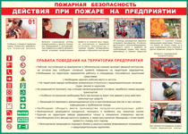 Таблица "Действия при пожаре на предприятии" (100х140 сантиметров, винил) - fgospostavki.ru - Ялуторовск