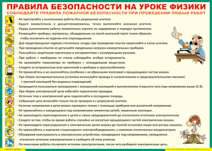 Таблица "Правила безопасности на уроке физики" (100х140 сантиметров, винил) - fgospostavki.ru - Ялуторовск