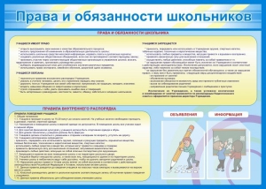 Стенд "Права и обязанности школьников" - fgospostavki.ru - Ялуторовск
