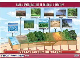 Таблица демонстрационная "Смена природных зон от полюсов к экватору" (винил 70*100) - fgospostavki.ru - Ялуторовск