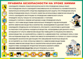 Таблица "Правила безопасности на уроке химии" (100х140 сантиметров, винил) - fgospostavki.ru - Ялуторовск